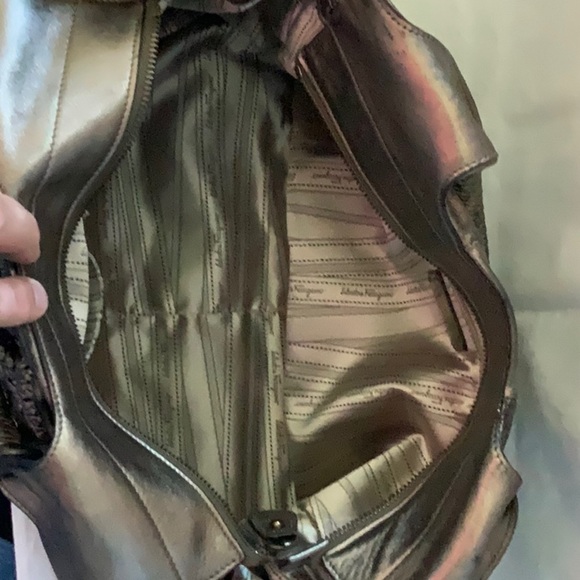 Salvatore Ferragamo Top Handle Handbag in Metallic Silver Leather (12.5"x9.44") - Picture 9 of 16